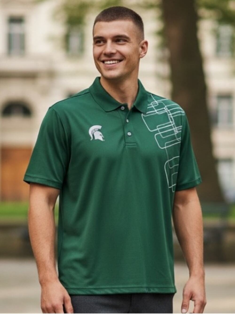 MICHIGAN STATE SPARTANS Men’s XL Green Polo Shirt